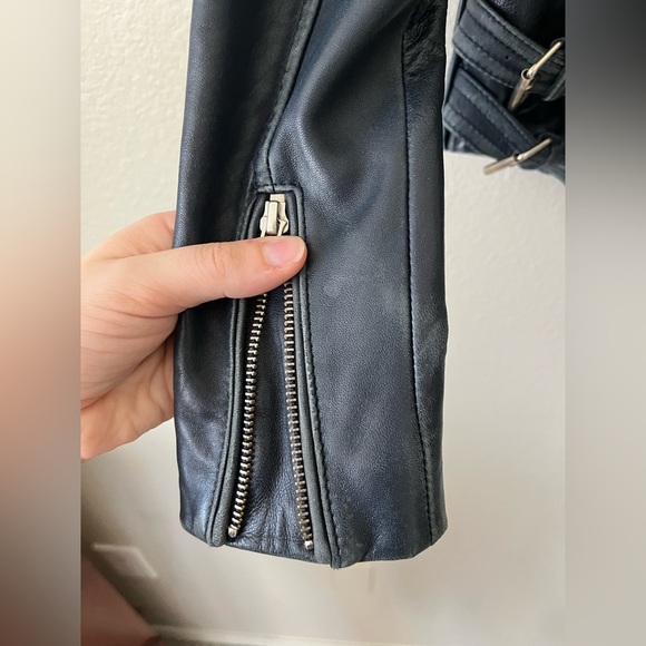 Gianni Bini Distressed Blue Leather Moto Jacket Women’s Size XS - Picture 13 of 16